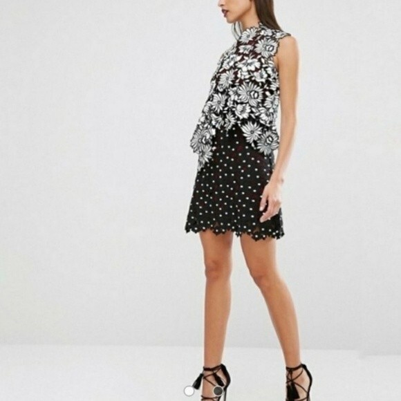 Self-Portrait Millie Layered Guipure Layered Lace Asymmetric Sleeveless Dress